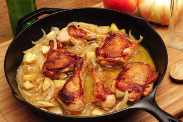 Braised Apricot Chicken with Honey-Glazed Pears